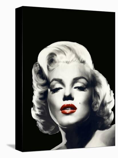 Red Lips Marilyn In Black-null-Stretched Canvas