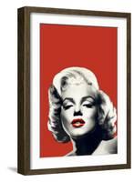 Red Lips Marilyn in Red-Chris Consani-Framed Art Print