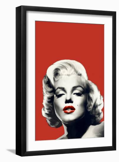 Red Lips Marilyn in Red-Chris Consani-Framed Art Print