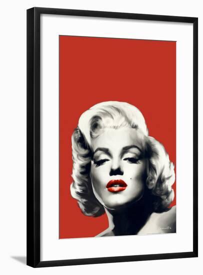 Red Lips Marilyn in Red-Chris Consani-Framed Art Print