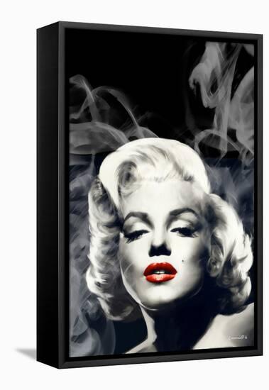 Red Lips Marilyn in Smoke-Chris Consani-Framed Stretched Canvas