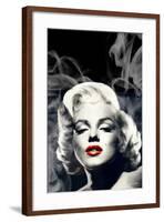 Red Lips Marilyn in Smoke-Chris Consani-Framed Art Print