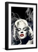 Red Lips Marilyn in Smoke-Chris Consani-Framed Art Print