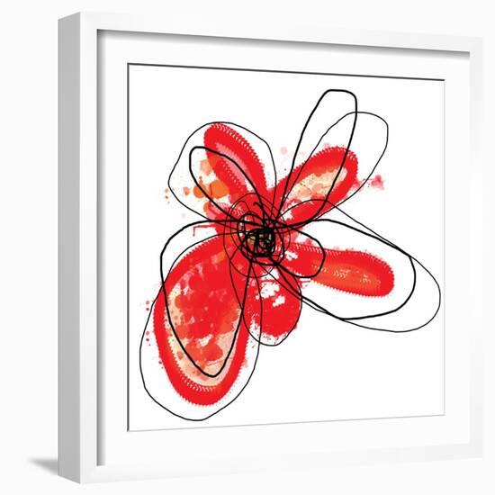 Red Liquid Floral One-Jan Weiss-Framed Art Print