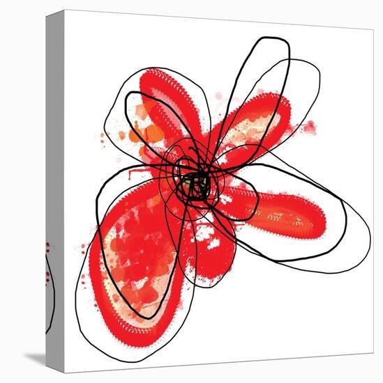 Red Liquid Floral One-Jan Weiss-Stretched Canvas