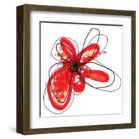 Red Liquid Floral One-Jan Weiss-Framed Art Print