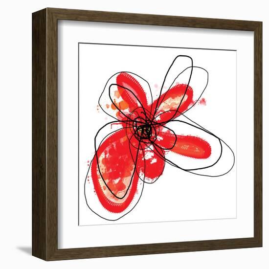 Red Liquid Floral One-Jan Weiss-Framed Art Print