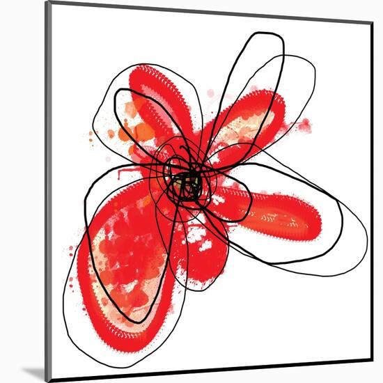 Red Liquid Floral One-Jan Weiss-Mounted Art Print