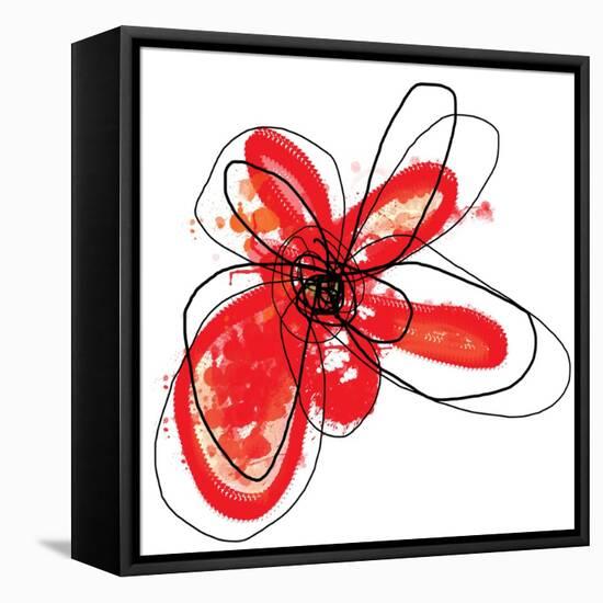 Red Liquid Floral One-Jan Weiss-Framed Stretched Canvas