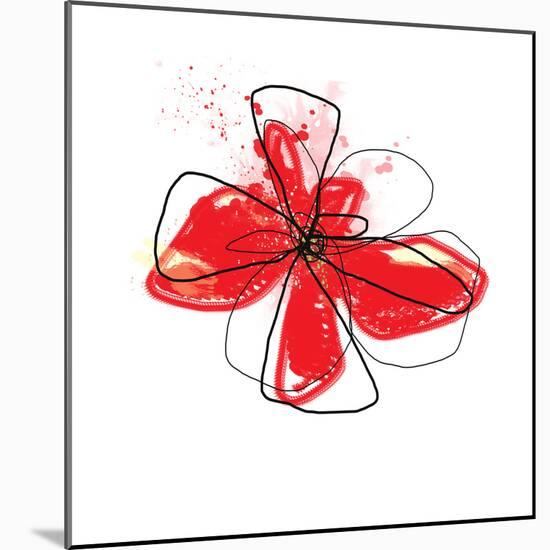 Red Liquid Floral Three-Jan Weiss-Mounted Art Print