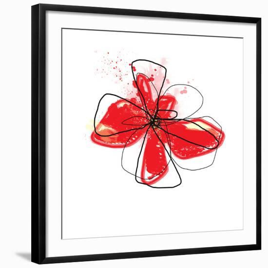 Red Liquid Floral Three-Jan Weiss-Framed Art Print