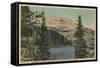 Red Lodge, MT - View of Beartooth Lake & Butte-Lantern Press-Framed Stretched Canvas
