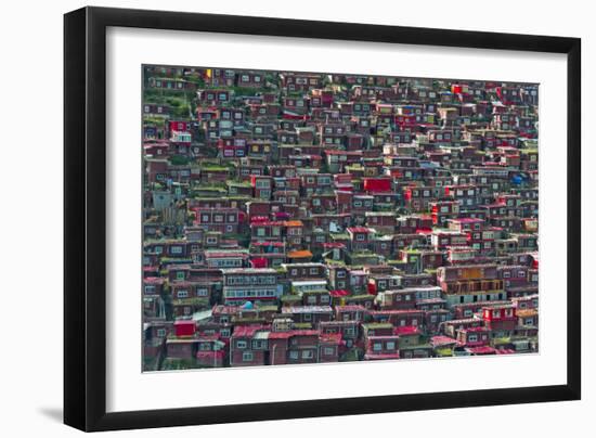 Red log cabins, Seda Larung Wuming, Garze, Sichuan Province, China-Keren Su-Framed Photographic Print