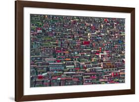 Red log cabins, Seda Larung Wuming, Garze, Sichuan Province, China-Keren Su-Framed Photographic Print