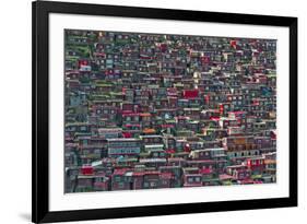 Red log cabins, Seda Larung Wuming, Garze, Sichuan Province, China-Keren Su-Framed Premium Photographic Print