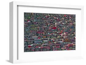 Red log cabins, Seda Larung Wuming, Garze, Sichuan Province, China-Keren Su-Framed Photographic Print