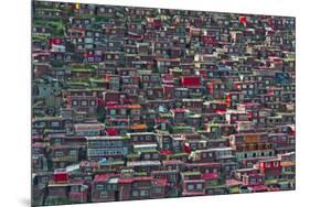 Red log cabins, Seda Larung Wuming, Garze, Sichuan Province, China-Keren Su-Mounted Premium Photographic Print