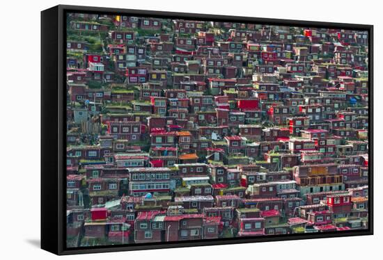 Red log cabins, Seda Larung Wuming, Garze, Sichuan Province, China-Keren Su-Framed Stretched Canvas