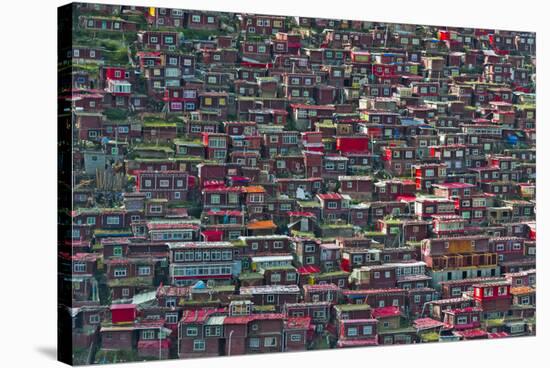 Red log cabins, Seda Larung Wuming, Garze, Sichuan Province, China-Keren Su-Stretched Canvas