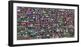 Red log cabins, Seda Larung Wuming, Garze, Sichuan Province, China-Keren Su-Framed Photographic Print