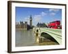 Red London Bus Crossing Westiminster Bridge, London, England, Uk-David Wogan-Framed Photographic Print