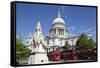 Red London Buses and St. Paul's Cathedral, London, England, United Kingdom, Europe-Stuart Black-Framed Stretched Canvas