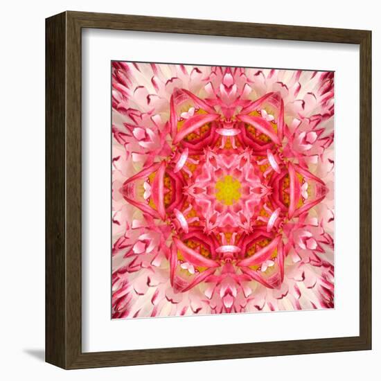 Red Mandala Concentric Flower Center Kaleidoscope-tr3gi-Framed Art Print