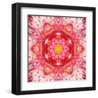 Red Mandala Concentric Flower Center Kaleidoscope-tr3gi-Framed Art Print