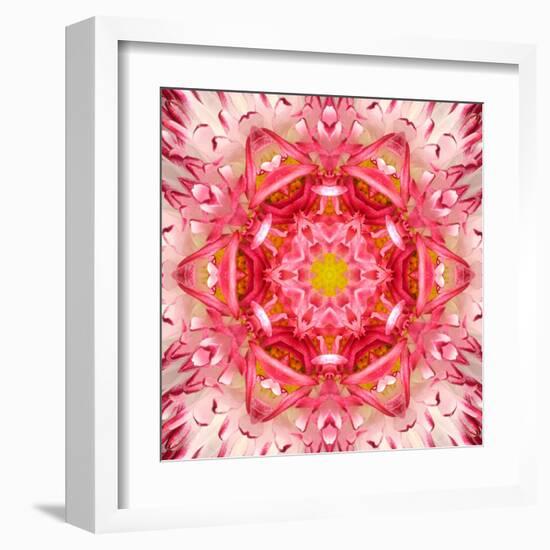 Red Mandala Concentric Flower Center Kaleidoscope-tr3gi-Framed Art Print