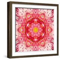 Red Mandala Concentric Flower Center Kaleidoscope-tr3gi-Framed Art Print