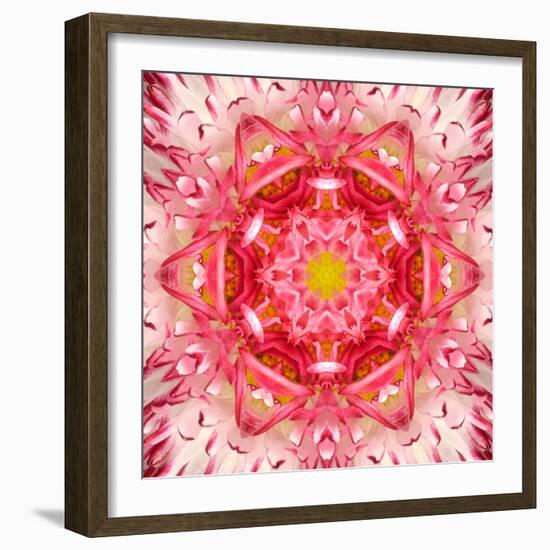 Red Mandala Concentric Flower Center Kaleidoscope-tr3gi-Framed Art Print