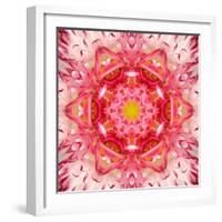 Red Mandala Concentric Flower Center Kaleidoscope-tr3gi-Framed Art Print