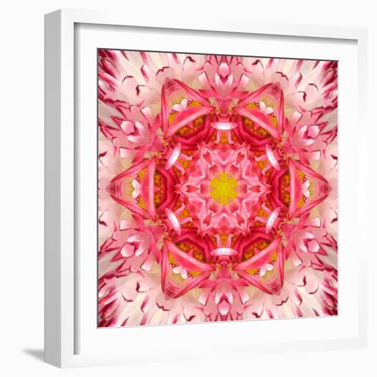 Red Mandala Concentric Flower Center Kaleidoscope-tr3gi-Framed Art Print