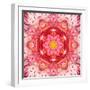 Red Mandala Concentric Flower Center Kaleidoscope-tr3gi-Framed Art Print