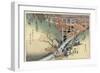 Red Maple Leaves at Tsuten Bridge, from the Series 'Famous Places of Kyoto'-Ando Hiroshige-Framed Giclee Print