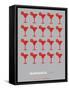 Red Margaritas Grey Poster-NaxArt-Framed Stretched Canvas