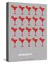 Red Margaritas Grey Poster-NaxArt-Stretched Canvas