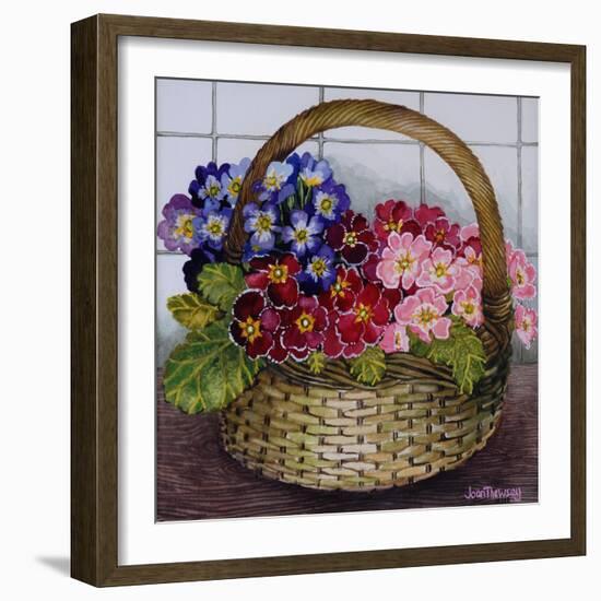 Red Mauve and Pink Primroses in a Basket, 2012-Joan Thewsey-Framed Giclee Print