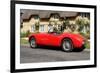 Red MG in front of a Cottage-null-Framed Art Print