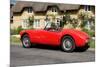 Red MG in front of a Cottage-null-Mounted Art Print