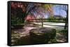 Red Mill in Spring, Clinton, New Jersey-George Oze-Framed Stretched Canvas