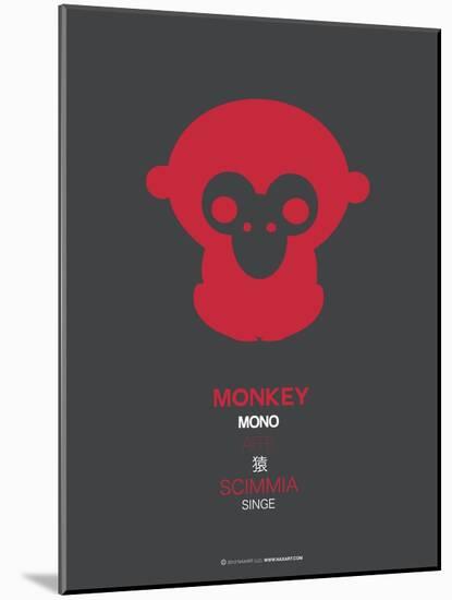 Red Mokey Multilingual Poster-NaxArt-Mounted Art Print