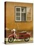 Red Moped, Sighisoara, Transylvania, Romania-Russell Young-Stretched Canvas