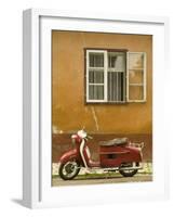 Red Moped, Sighisoara, Transylvania, Romania-Russell Young-Framed Photographic Print