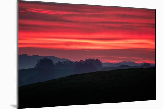 Red Morning Skies, Petaluma Hills, California-null-Mounted Photographic Print