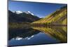 Red Mountain and autumn aspen trees reflected on Crystal Lake, Ouray, Colorado-Adam Jones-Mounted Photographic Print