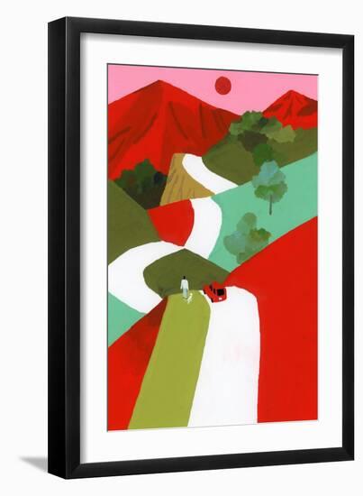 Red mountain path-Hiroyuki Izutsu-Framed Giclee Print