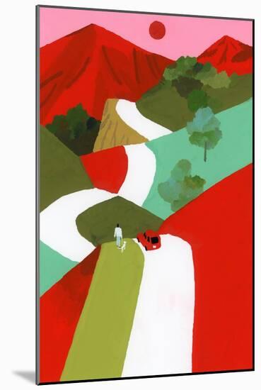 Red mountain path-Hiroyuki Izutsu-Mounted Giclee Print