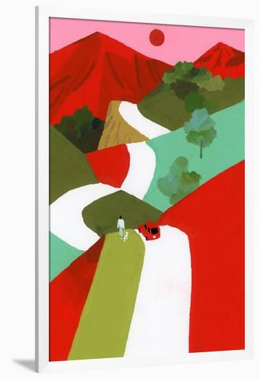 Red mountain path-Hiroyuki Izutsu-Framed Giclee Print