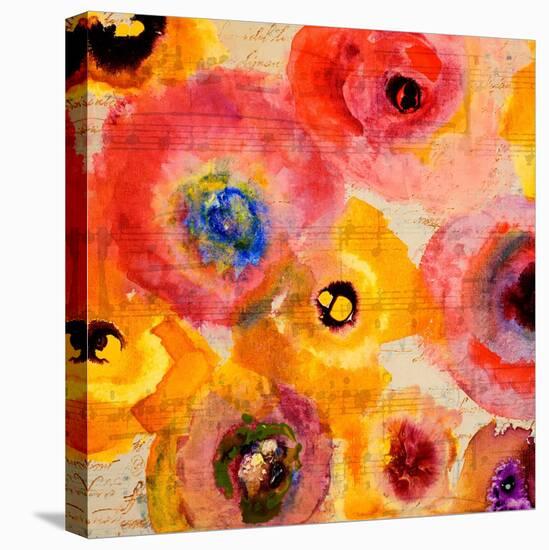 Red Musical Floral-Lanie Loreth-Stretched Canvas